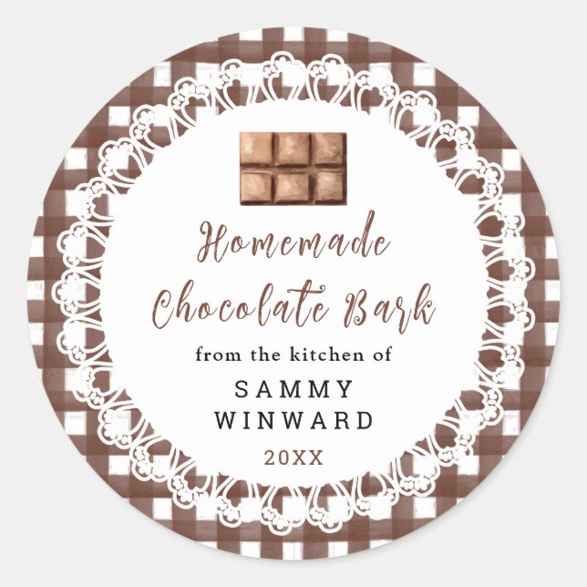 Adesivo Redondo Homemade Chocolate Bark Label (Frente)