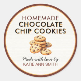 Adesivo Redondo Homemade Chocolate Chip Cookie Label Stickers
