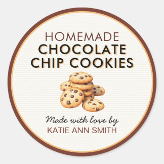 Adesivo Redondo Homemade Chocolate Chip Cookie Label Stickers
