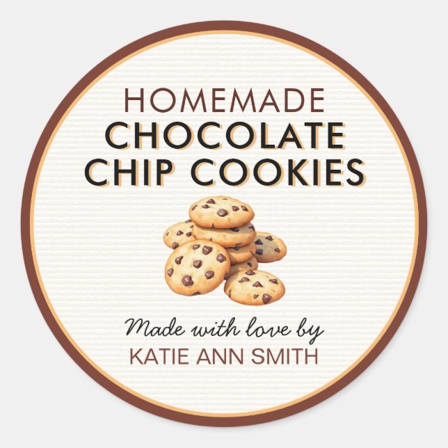 Adesivo Redondo Homemade Chocolate Chip Cookie Label Stickers (Frente)