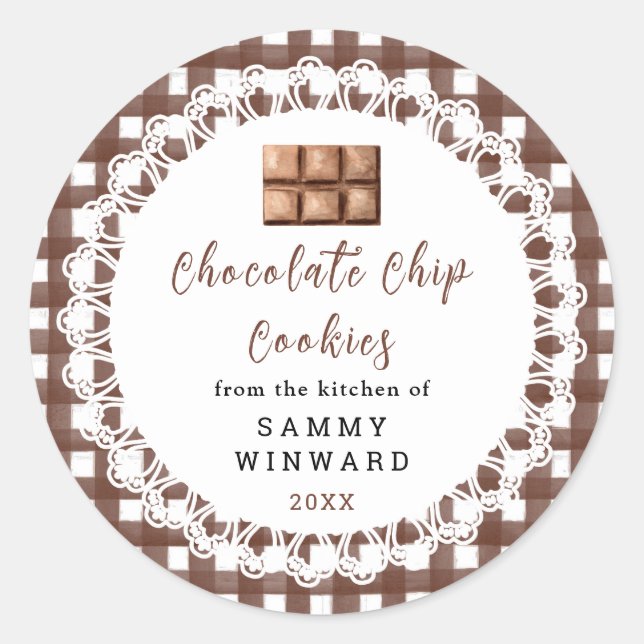 Adesivo Redondo Homemade Chocolate Chip Cookies Label (Frente)
