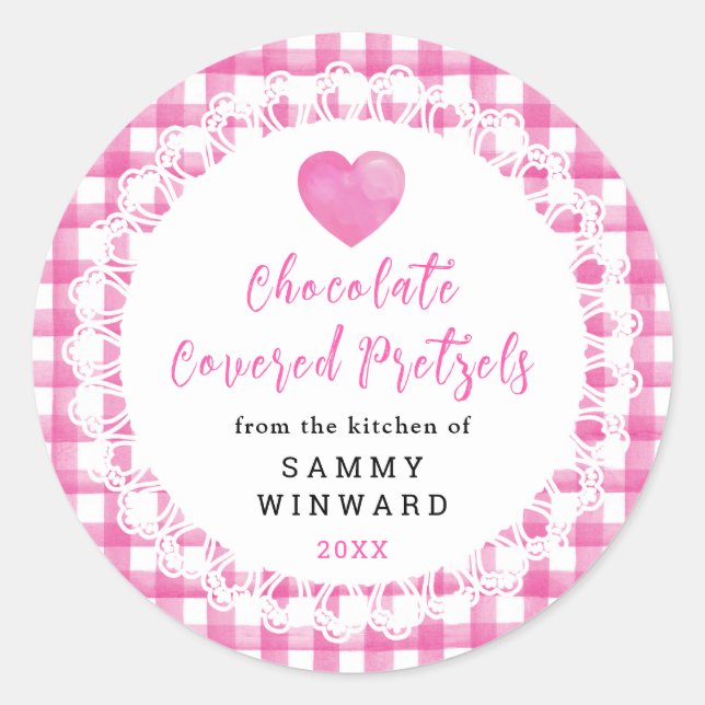 Adesivo Redondo Homemade Chocolate Covered Pretzels Label (Frente)