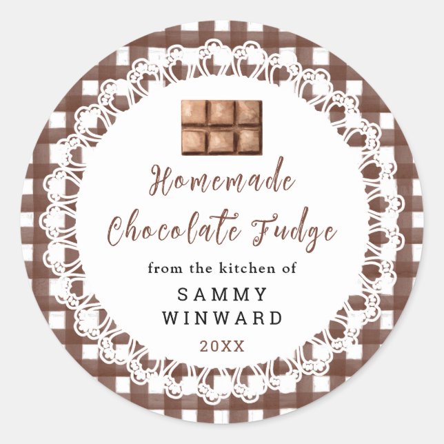 Adesivo Redondo Homemade Chocolate Fudge Label (Frente)