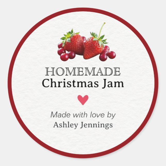 Adesivo Redondo Homemade Christmas Jam Label | Custom Sticker (Frente)