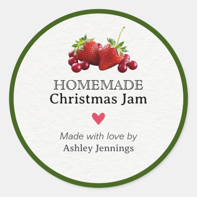 Adesivo Redondo Homemade Christmas Jam Label | Custom Sticker (Frente)