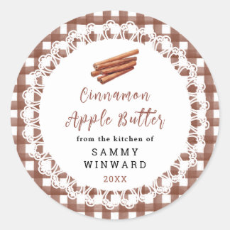 Adesivo Redondo Homemade Cinnamon Apple Butter Label