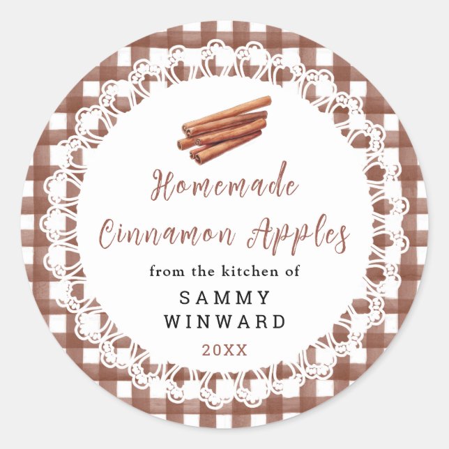Adesivo Redondo Homemade Cinnamon Apples Label (Frente)