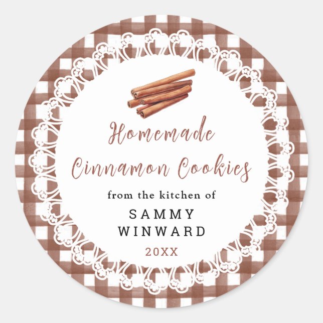 Adesivo Redondo Homemade Cinnamon Cookies Label (Frente)