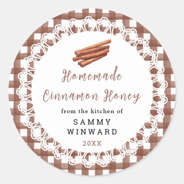 Adesivo Redondo Homemade Cinnamon Honey Label (Frente)