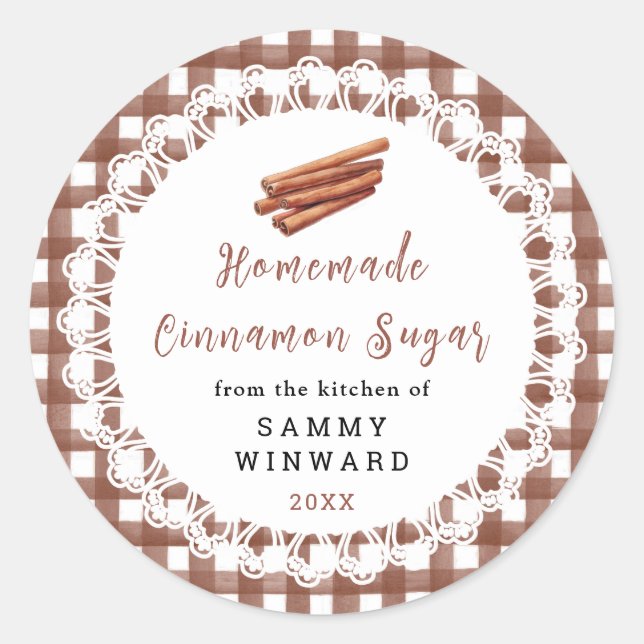 Adesivo Redondo Homemade Cinnamon Sugar Label (Frente)