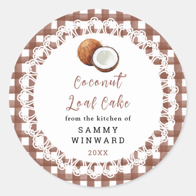 Adesivo Redondo Homemade Coconut Loaf Cake Label (Frente)