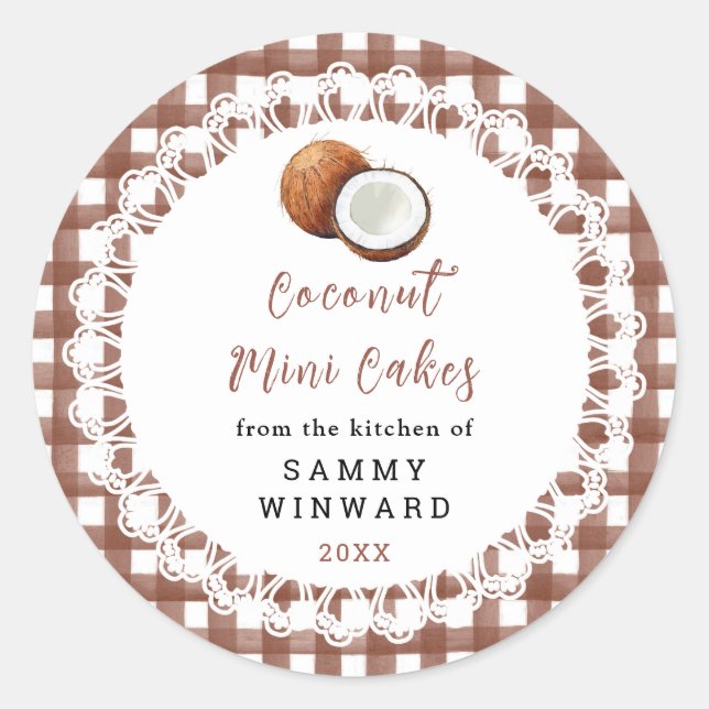 Adesivo Redondo Homemade Coconut Mini Cakes Label (Frente)