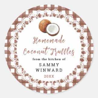 Adesivo Redondo Homemade Coconut Truffles Label