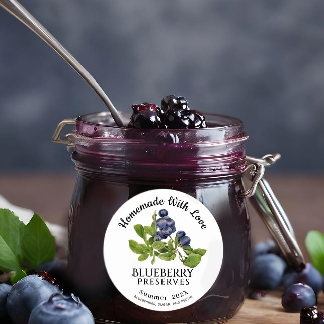 Adesivo Redondo Homemade Com Amor Blueberry Preserva Verão202X (Criador carregado)