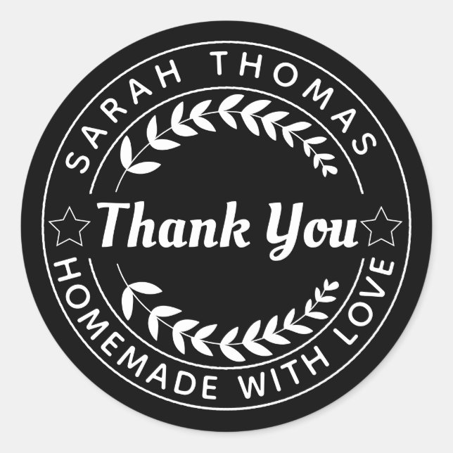 Adesivo Redondo Homemade com amor Crie seu próprio Obrigado (Frente)