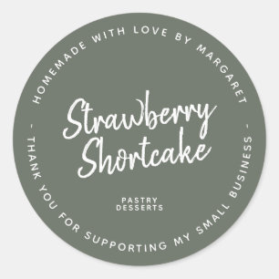 Adesivo Redondo Homemade com amor Dark Sage Green