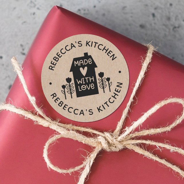 Adesivo Redondo Homemade Com Amor Kraft Personalizado (Criador carregado)