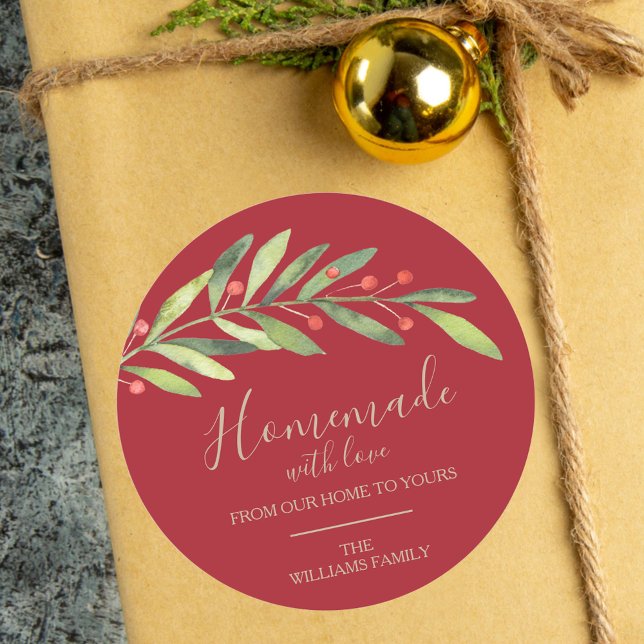 Adesivo Redondo Homemade com Amor no Natal (Criador carregado)