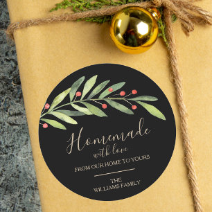 Adesivo Redondo Homemade com Amor no Natal