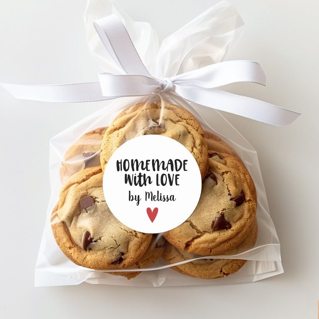 Adesivo Redondo Homemade Com Amor Personalizado (Use a homemade with love sticker as a pretty way to finish off your gift)