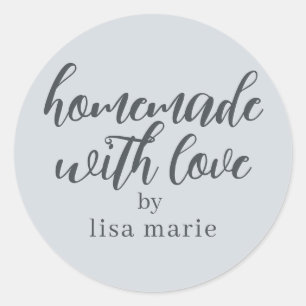 Adesivo Redondo Homemade com Amor Presente Azul Pastel Personaliza
