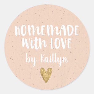 Adesivo Redondo Homemade Com Amor Rosa Espelho
