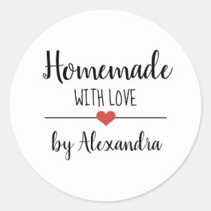 Adesivo Redondo Homemade com amor simples e personalizado de scrip