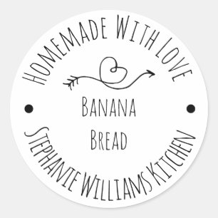 Adesivo Redondo Homemade com coração e seta de amor   Mercadorias 