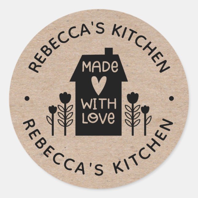 Adesivo Redondo Homemade com Love Kraft (Frente)