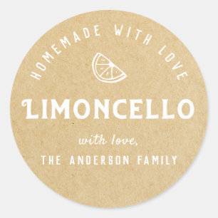 Adesivo Redondo Homemade com Love Limoncello Modern Kraft