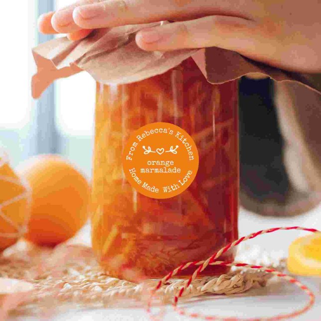 Adesivo Redondo Homemade com Love Orange Marmalade Canning (Criador carregado)