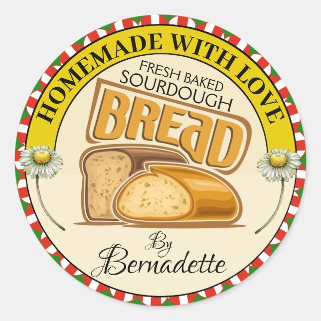 Adesivo Redondo Homemade Com Pão De Amor (Frente)