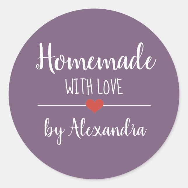 Adesivo Redondo Homemade com personalidades de roxo amoroso (Frente)