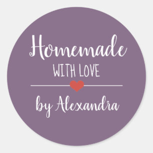 Adesivo Redondo Homemade com personalidades de roxo amoroso