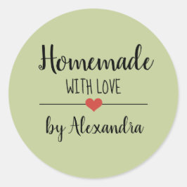 Adesivo Redondo Homemade com personalização de roteiro verde amoro
