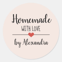 Adesivo Redondo Homemade com personalização de script rosa pincel 