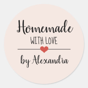 Adesivo Redondo Homemade com personalização de script rosa pincel 