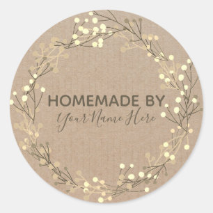 Adesivo Redondo Homemade Cookie Cake Vintage Artesanato Floral Wre