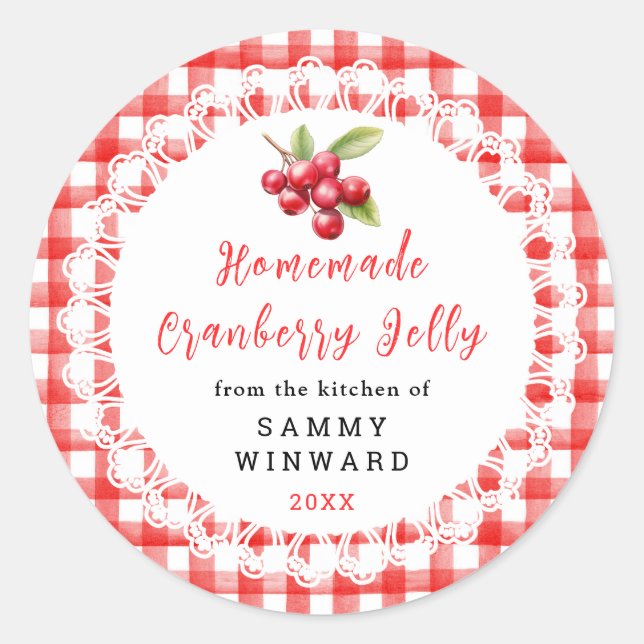 Adesivo Redondo Homemade Cranberry Jelly Label (Frente)