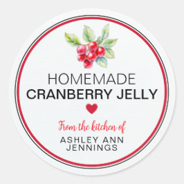 Adesivo Redondo Homemade Cranberry Jelly Label | Holiday Canning