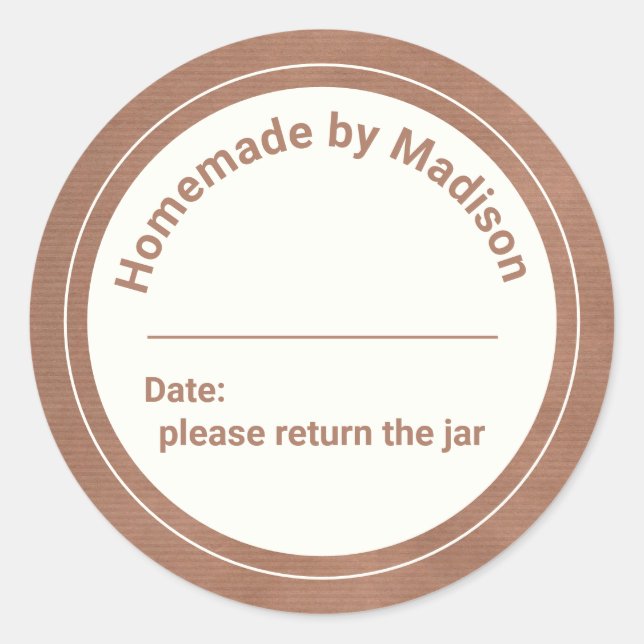 Adesivo Redondo Homemade de latas personalizadas | Devolver o Jar (Frente)