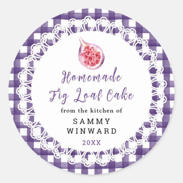 Adesivo Redondo Homemade Fig Loaf Cake Label (Frente)