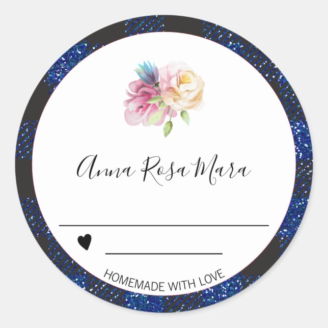 Adesivo Redondo * Homemade Glitter Buffalo Gingham Canning AP30 (Frente)