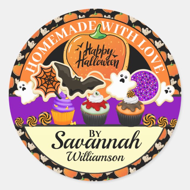 Adesivo Redondo Homemade Halloween Com Pau De Amor (Frente)