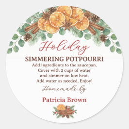 Adesivo Redondo Homemade Holiday Simmering Potpourri Recipe