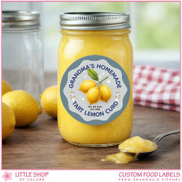 Adesivo Redondo Homemade Lemon Curd Canning Jar Labels
