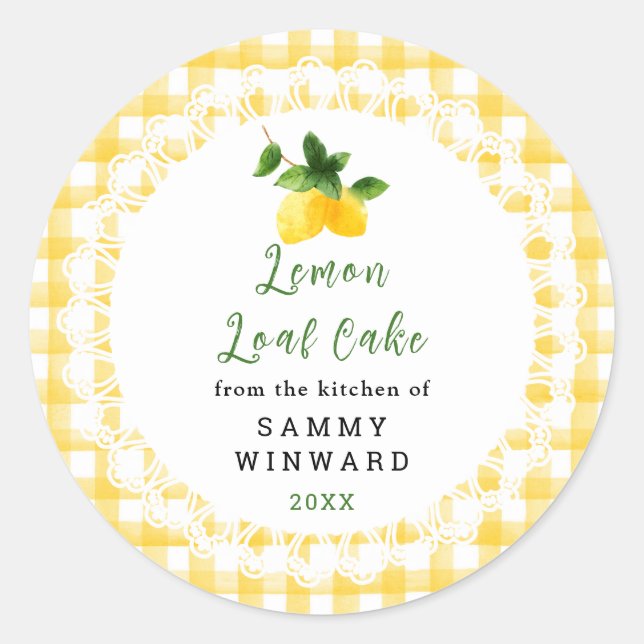 Adesivo Redondo Homemade Lemon Loaf Cake Label (Frente)
