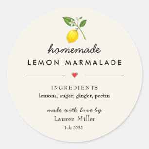 Adesivo Redondo Homemade Lemon marmalade Modern Jar