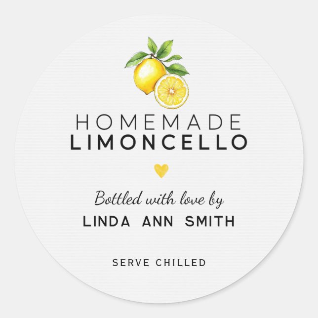 Adesivo Redondo Homemade Limoncello Personalizado em Botão (Frente)
