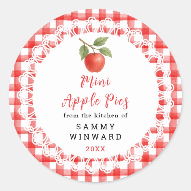 Adesivo Redondo Homemade Mini Apple Pies Label (Frente)